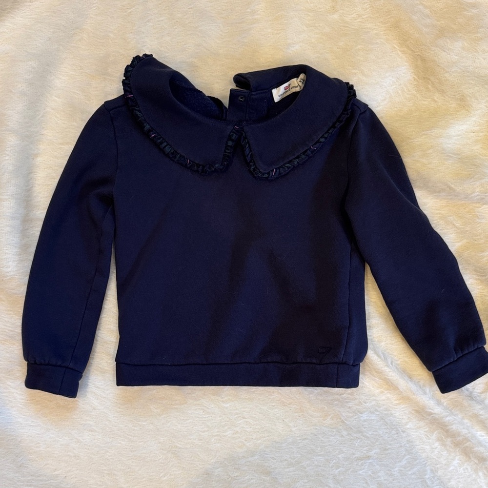 Navy Vineyard Vines sweatshirt with Ruffled Collar